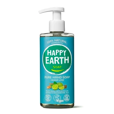 Image de Happy Earth Savon pour les mains 100% naturel Cèdre citron vert 300 ml