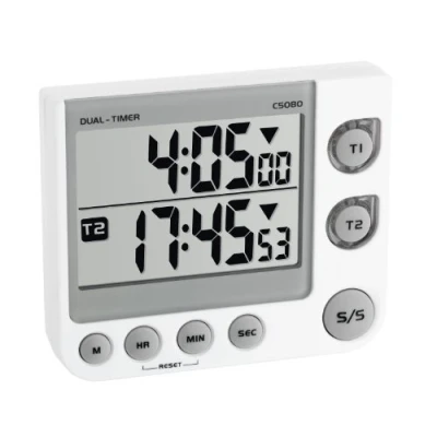 Afbeelding van TFA Dostmann Elektronische Dual Timer, 38.2025, Timer en Stopwatch, Memory Functie, 3 Volumenniveaus, met Magneet, Standaard Ophangbeugel, Wit, (L) 91 x (B) 21 (30) (H) 76 mm