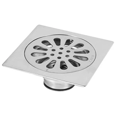 Afbeelding van vloerafvoer van roestvrij staal, geurremmend, vierkant, voor badkamer, afvalbak, doucheafdruiprek, met afneembaar zeefdeksel (stijl 3)