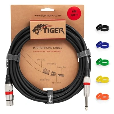Afbeelding van Tiger MIC6 06 XLR F/Jack kabel, 635 mm, 6 m