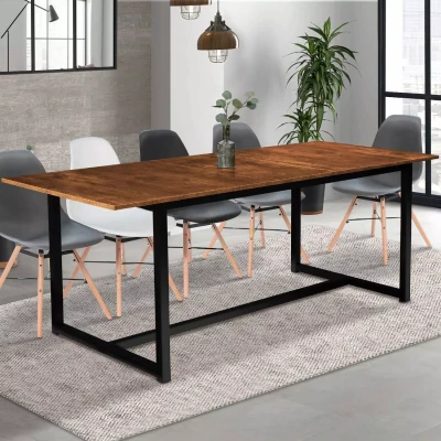 Afbeelding van Table à manger extensible DAYTON 8 12 personnes design industriel 160 200 cm