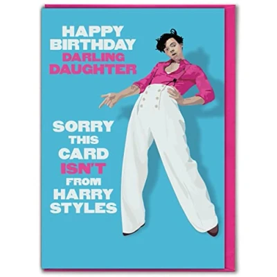 Afbeelding van Brainbox Candy Grappige verjaardagskaart voor meisjes &quot;This Card Isn&#039;t From&quot; Harry Styles thema kaart kaarten dochter Van mama en papa