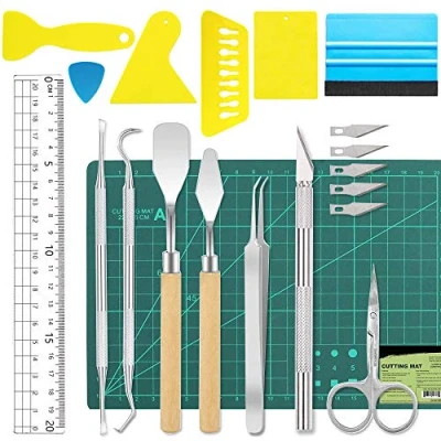 Afbeelding van ImnBest Vinyl onkruidbestrijdingsgereedschap, roestvrijstalen plotter accessoires, met 1 opbergtas, voor doe het zelf, cameeën, belettering, kerstcadeaus maken (D), Groen
