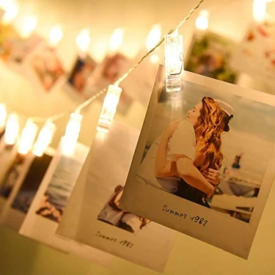 Afbeelding van Led fotoklemlichten, 40 stuks lichtsnoeren, kerstfeeënverlichting op batterijen van 6 m, perfect voor het ophangen foto&#039;s, notities, schilderkaarten en memo&#039;s