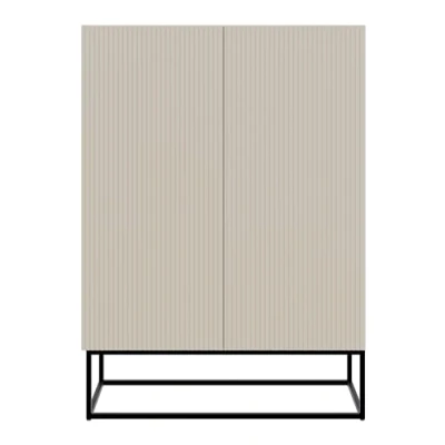 Afbeelding van Selsey Veldio Dressoir 2 deurs 90 cm Grijs beige met zwarte poten