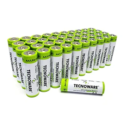 Afbeelding van Tecnoware Ultra Alkaline AA batterijen, 1,5 V, verpakking met 40 stuks, ideaal voor speelgoed, controllers, afstandsbedieningen, elektrische zaklampen, horloges, consoles en andere batterijapparaten