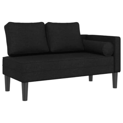 Afbeelding van vidaXL Chaise longue met kussens stof zwart