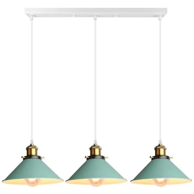 Afbeelding van iDEGU 3 hanglampen, industriële kroonluchter, plafondlamp, design, Edison, metaal, hanglamp met stanghouder, Ø 220 mm, zwart
