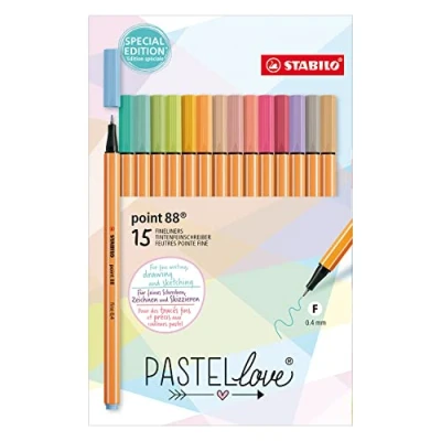 Image de STABILO Stylo feutre pointe fine point 88 Etui carton x 15 stylos feutres pastel Edition Pastellove