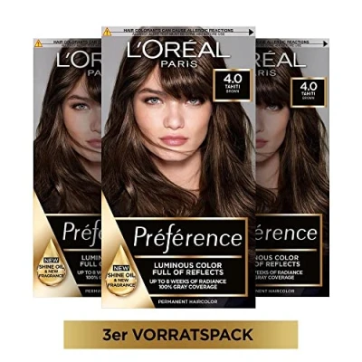 Image de L&#039;Oréal Paris Préférence Lot de 3 colorations permanentes pour cheveux avec coloration et baume soin Marron naturel