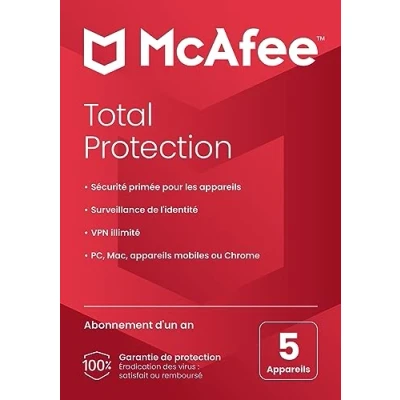 Image de McAfee Total Protection 2023 5 appareils Antivirus et sécurité Internet VPN Abonnement d&#039;un an Carte clé