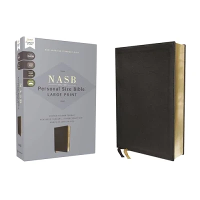 Afbeelding van Nasb, Personal Size Bible, Large Print, Genuine Leather, Calfskin, Black, Red Letter, 1995 Text, Comfort Print