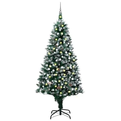 Afbeelding van vidaXL Kunstkerstboom met LED&#039;s, kerstballen en dennenappels 240 cm