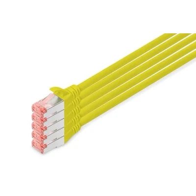 Afbeelding van Digitus DK 1644 100 Y 5 RJ45 Netwerkkabel, patchkabel CAT 6 S/FTP 10.00 m Geel Folie afscherming, Afscherming totaal, Afgeschermd, Halogeenvrij, Simplex,