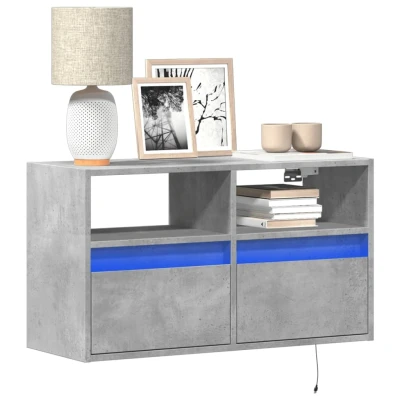 Afbeelding van Tv wandmeubel met LED verlichting 80x31x45 cm betongrijs