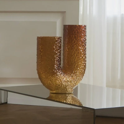 Afbeelding van AYTM Arura vaas, barnsteen, hoogte 40 cm, breedte 34 glas