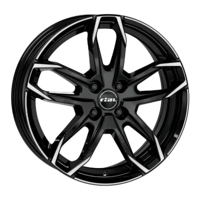 Afbeelding van RIAL 5 gat 16duim 108mm lichtmetalen Velg Lucca zwart vooraan gepolijst LUC65650F53 1