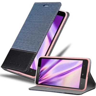 Afbeelding van Cadorabo Hoesje geschikt voor Nokia Lumia 1320 in DONKERBLAUW ZWART Beschermhoes met magnetische sluiting, standfunctie en kaartvakje Book Case Cover Etui