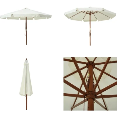Afbeelding van Parasol met houten paal 330 cm zandwit