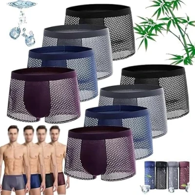 Afbeelding van Hotgreenpepper boxershorts van bamboevezel, bamboevezel voor comfort de hele dag door, ijszijde, 8 stuks.