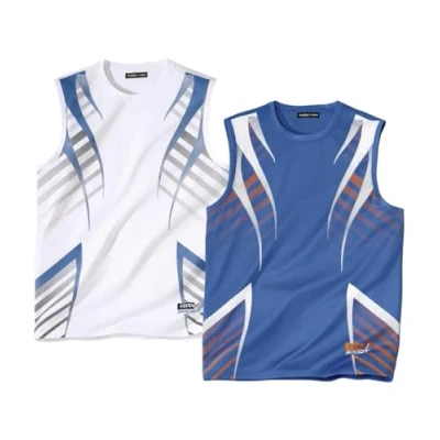Afbeelding van ATLAS FOR MEN Set van 2 herentops mouwloze T shirts verkrijgbaar in grote maten M tot 5XL, Sneeuwwit, lichtblauw