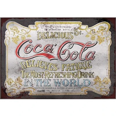 Afbeelding van Decoratieve aluminium wandbord met opschrift &quot;Coca Coca Cola&quot;