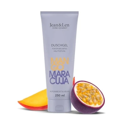 Afbeelding van Jean &amp; Len Douchegel Mango Maracuja 250 ml Vegan Parabenenvrij pH Neutraal en Passievrucht