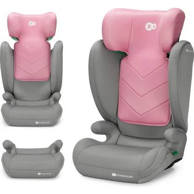 Afbeelding van Kinderkraft i SPARK 2 in 1 autostoel voor 100 150 cm kinderen R129 Size norm H GUARD &amp; SPS lichtgewicht (4,5 kg) eenvoudige installatie met 3 puntsgordel afneembare rugleuning oudere verstelbare hoofdsteun Roze