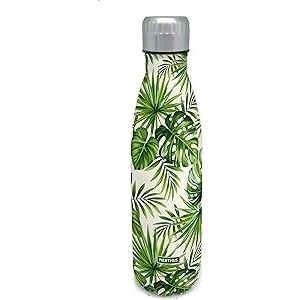 Afbeelding van Nerthus FIH 510 Dubbelwandige thermosfles van 18/8 roestvrij staal, voor koude en warme dranken, BPA vrij Palmbomen, 500 ml