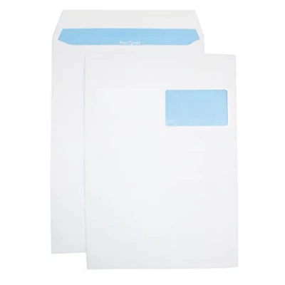 Afbeelding van Netuno 250 stuks verzendenveloppen DIN C4 wit 229 x 324 mm 90 g grote A4 envelop met recht venster zelfklevende klep enveloppen letters