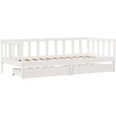 Image de vidaXL Lit de jour et tiroirs sans matelas blanc 90x200 cm bois massif3302072