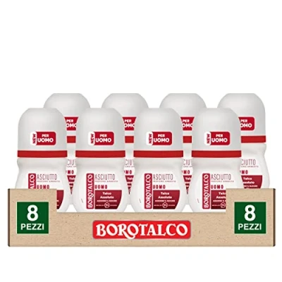 Afbeelding van Borotalco Deo Roll On Droog voor heren, 72 uur, met talk, absorbeert zweet, zonder alcohol, barnsteengeur, 8 flessen à 50 ml