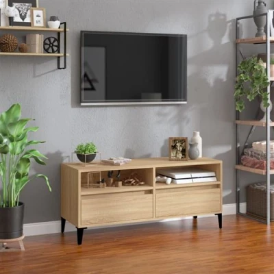 Afbeelding van vidaXL Tv meubel 100x34,5x44,5 cm bewerkt hout sonoma eikenkleurig
