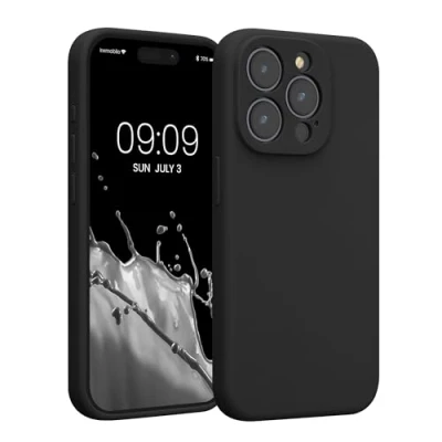 Afbeelding van kwmobile telefoonhoesje geschikt voor Apple iPhone 15 Pro TPU backcover met siliconen coating Smartphone case in zwart
