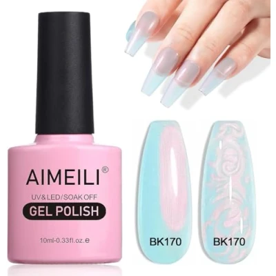 Afbeelding van AIMEILI nagellak, semi permanent, glanzend, parelgel, parelmoer, met glitter, gel, UV, LED, soak off, 170, 10 ml, nagellak