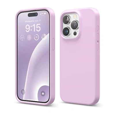 Afbeelding van elago Liquid siliconen hoesje compatibel met iPhone 15 Pro, hoogwaardige kwaliteit, integraal beschermend omhulsel [4 laags schokbestendige structuur], zachte anti kras microvezel voering (Licht Lila)