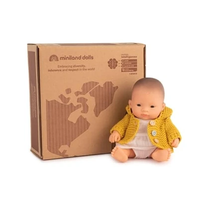 Afbeelding van Miniland Cadeauset voor poppen: 21 cm Aziatische babypop + Sea 31215 set