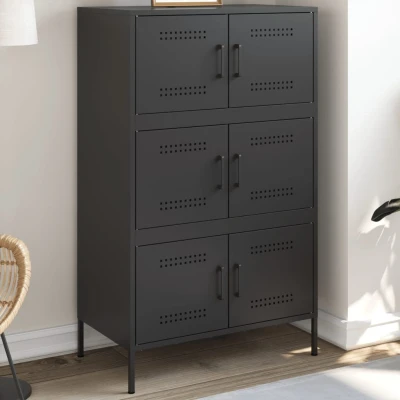 Afbeelding van Hoge kast 68x39x113 cm staal zwart