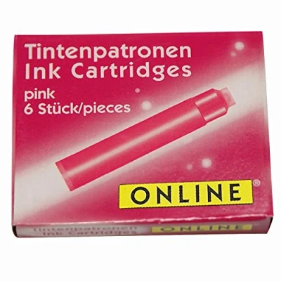 Afbeelding van Online universele standaard inktpatronen voor vulpennen, compatibel met alle gangbare vervangingspatronen vulpennen en rollerballs, roze kleur, set of 6