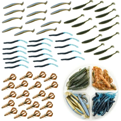 Afbeelding van Fish Xpro Softbait set Naturel Helder Water 7 tot 12cm +/ 60stuks Shads Kunstaas Roofvis