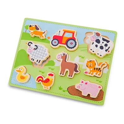 Afbeelding van New Classic Toys 10521 Chunky Boerderij Puzzel educatief speelgoed van hout voor jongens en meisjes vanaf 2 jaar