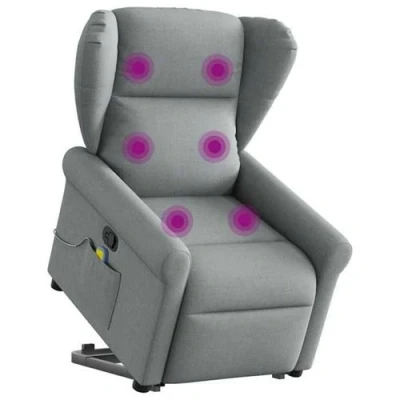 Afbeelding van VidaXL, Massagestoelen, Massagestoel met opstahulp lichtgrijze stof