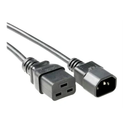 Image de ACT Rallonge de câble d&#039;alimentation IEC 60320 C14 pour C19 CA 230 V 10 A 1 m noir, RAL 9011