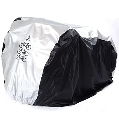 Afbeelding van ANFTOP Fietshoes voor 3 fietsen, waterdichte fietsbeschermhoes, beschermhoes, fietsbescherming, indoor outdoor afdekking, fietsafdekkingen, nylon hoes, 200 x 105 110 cm, hoes