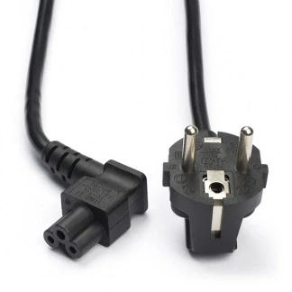 Afbeelding van Apparaatsnoer met haakse C5 plug en stekker 3x 0,75mm / zwart 5 meter