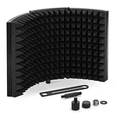 Afbeelding van TONOR Microfoon Isolatie Shield, Studio Mic Geluidsabsorberende Schuim Reflector voor Condensator Opnameapparatuur Studio, Zwart