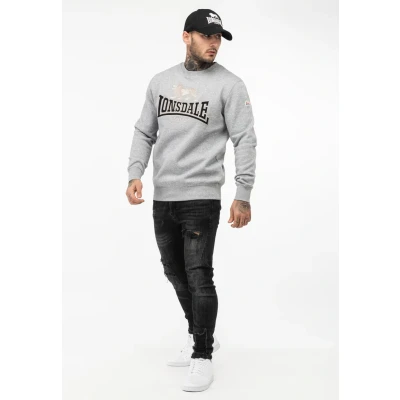 Afbeelding van Lonsdale Rundhals Normale Passform Lawins Sweater, Heren, Maat: XL, Marl grey black