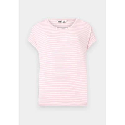 Afbeelding van ONLY Onlmoster Stripe O NECK Tshirt print, Dames, Maat: Large, Pink lady/cloud dancer