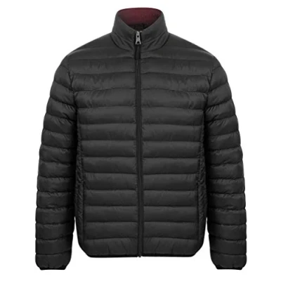 Afbeelding van Tokyo Laundry Inigo Gewatteerde herenjas met open kraag, zwart (Jet Black) / Bordeaux