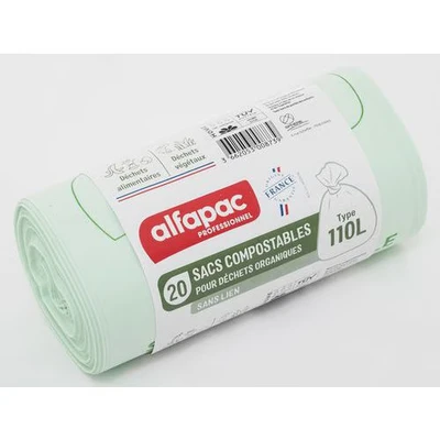Image de Sac poubelle compostable pour déchet organiques 110 L Alfapac